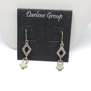 Darlene Group Hammered Silver Diamond Dangle Earrings